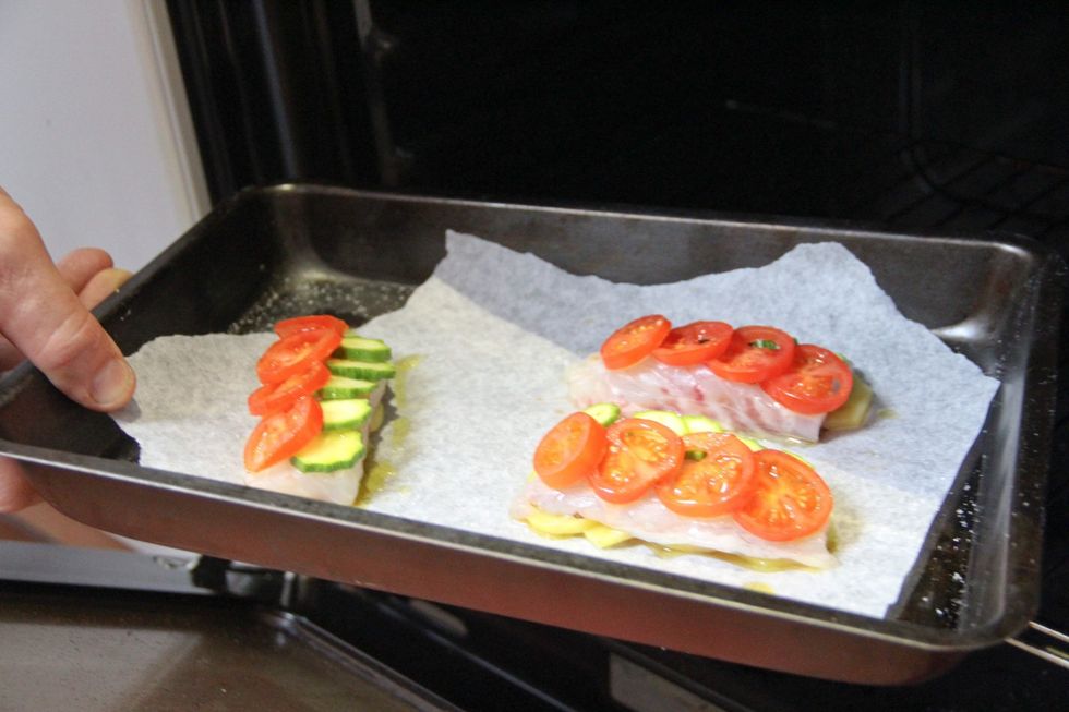 Put in preheated oven at 200 degrees celsius for 10/15 minutes