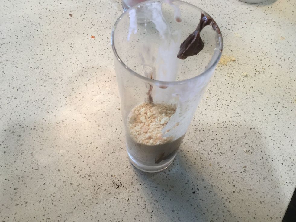 Put in the cookie crumbs