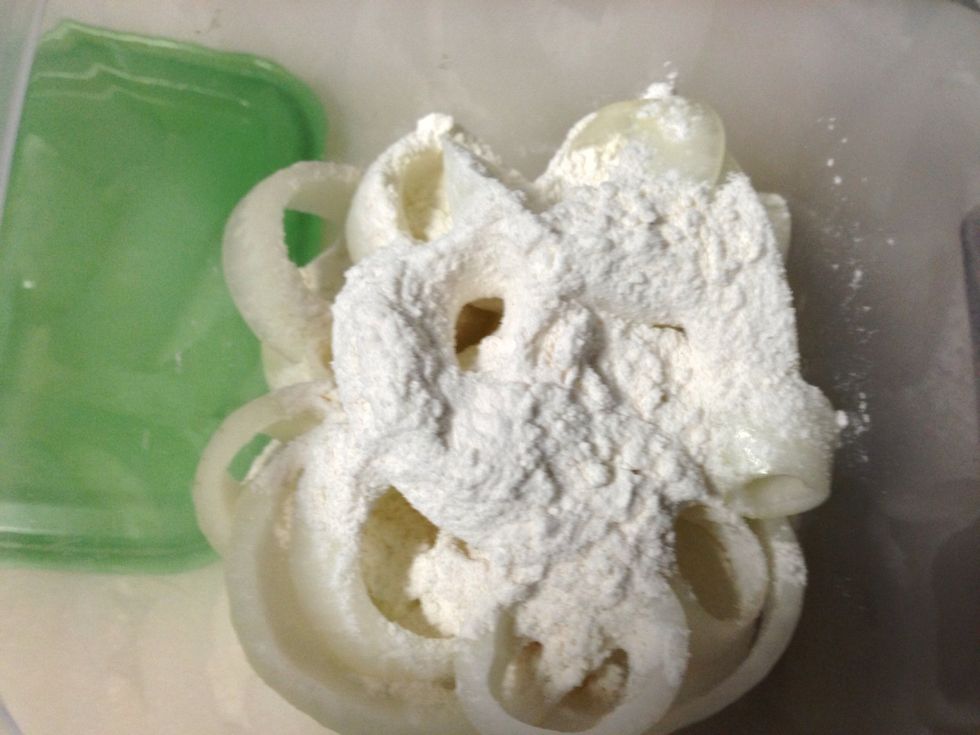 Put in the flour, seal the container and do the 'shake'... ^_^