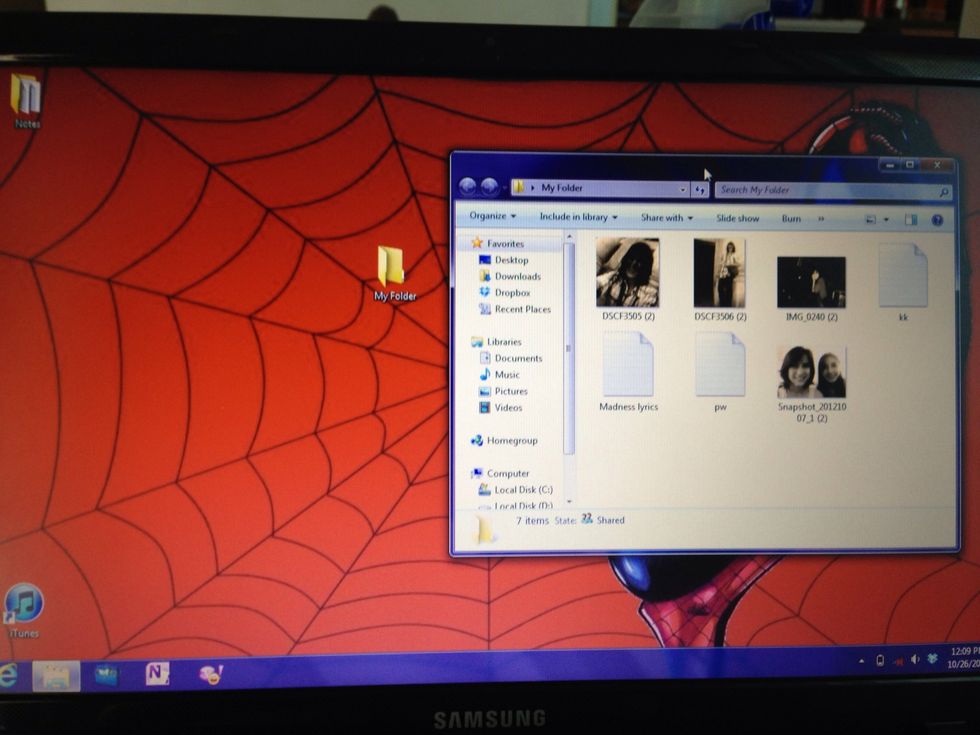 Put in the folder the files that you want to hide.