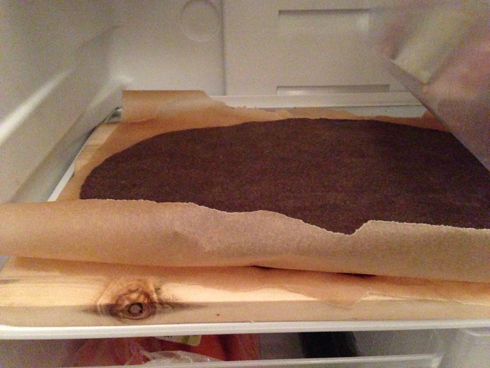 Put in the fridge to harden (I had it in for about 25 minutes).