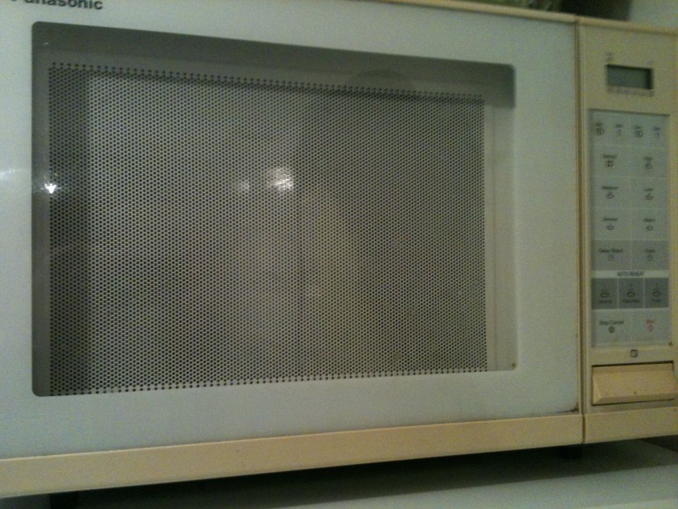 Put in the microwave and heat on high for about 1 min 30 secs.