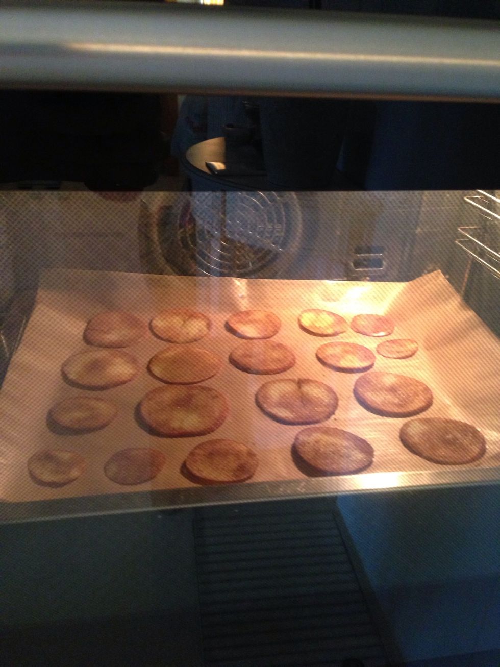 Put in the oven at 120 degrease Celsius for totally 1 hour but we will be turning them to the other side in 30 minutes.