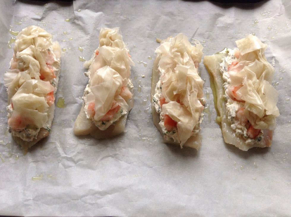 Put in the oven on a cooking sheet at 390F for 20 min