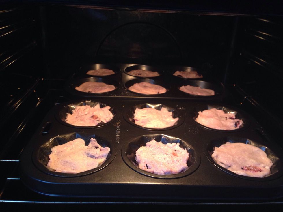 Put in the oven. The oven should be 180 degrees.  Don't open oven during first 15-20 min!!!