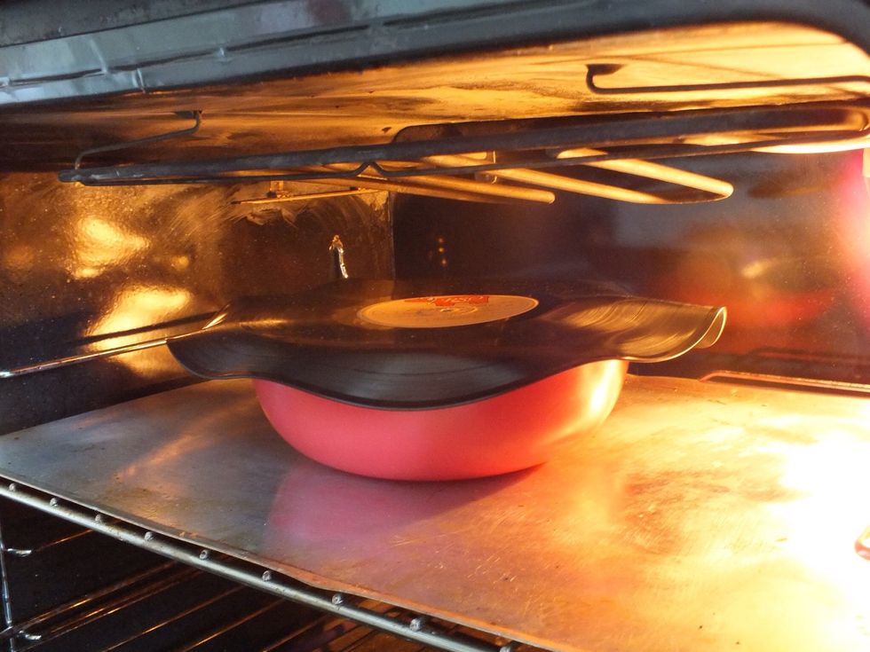 Put in the oven until edges begin to warp.