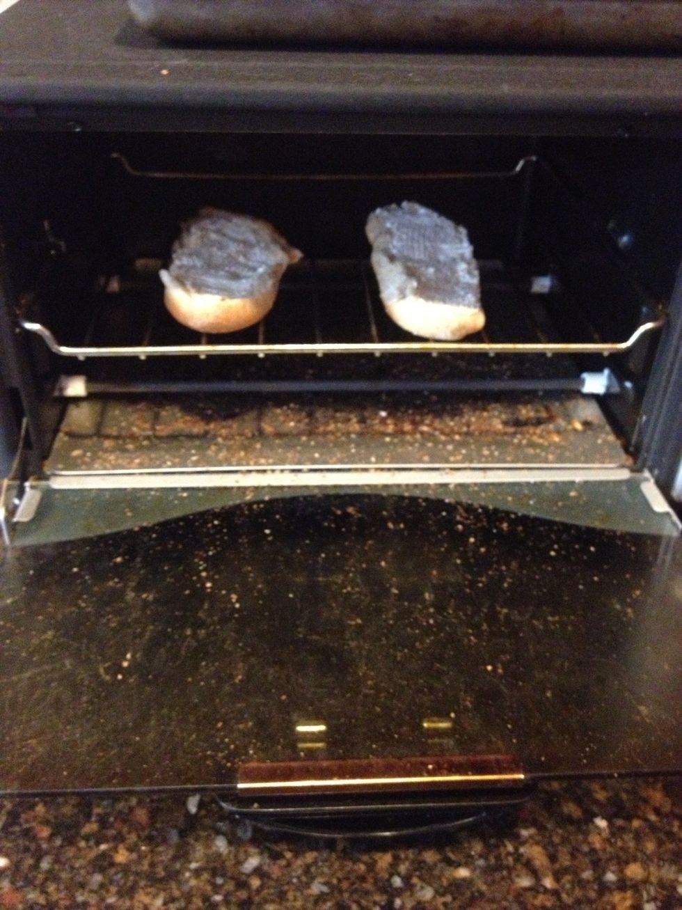 Put in toaster just so the butter melts