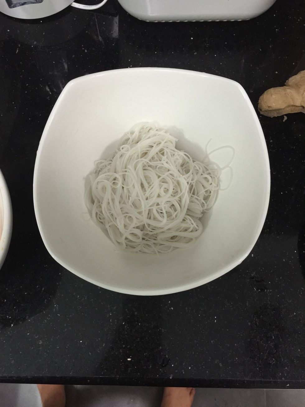 Put into a serving bowl and add the tom yum soup.