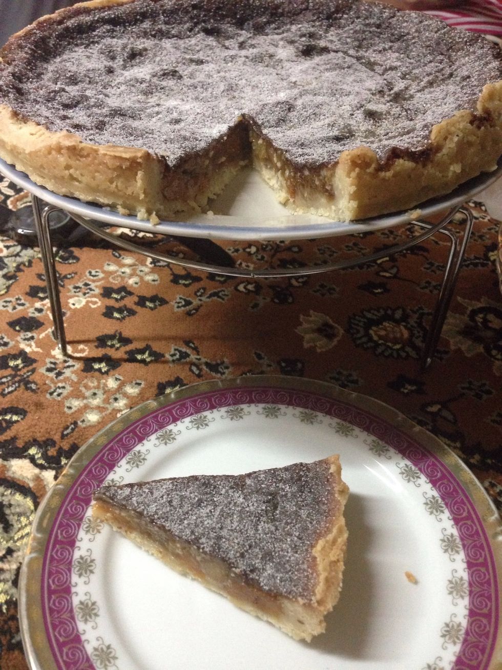 Put into the fridge for several hours and it is done. Dust with icing sugar and serve..