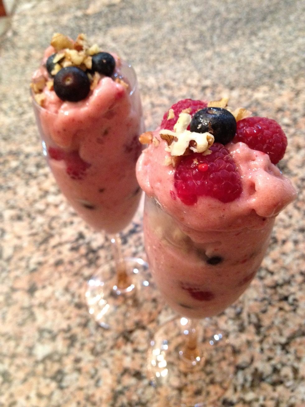 Put it in a bowl and garnish with berries and more nuts or make something like the one in the picture