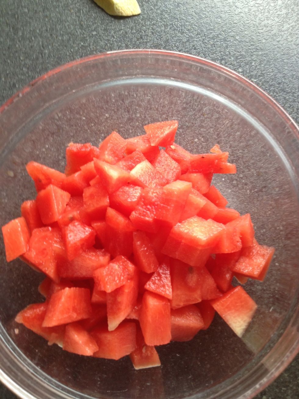 Put it in a bowl, and if it has lots of seeds you can remove them. This one was almost seedless.