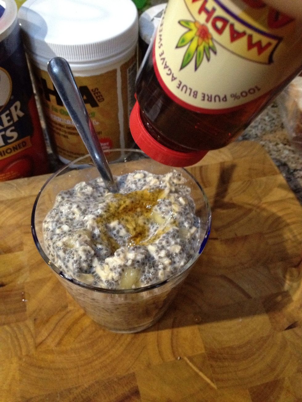 Put it in a bowl or cup and drizzle a tablespoon of Agave Nectar (optional)