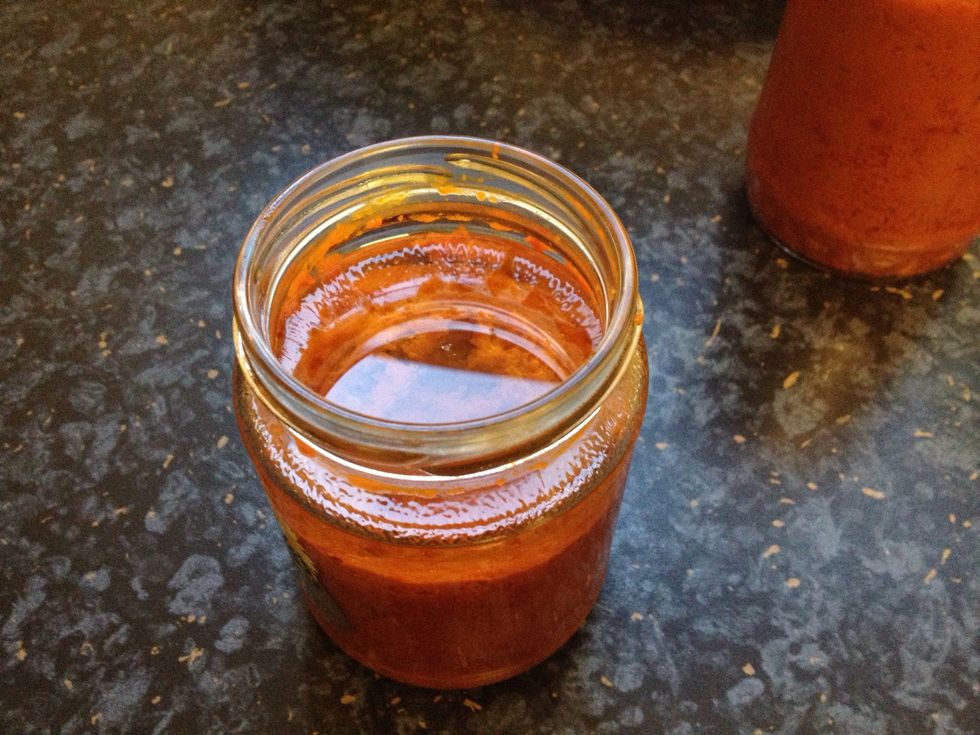 Put it in a jar and cover with olive oil to last longer in the fridge