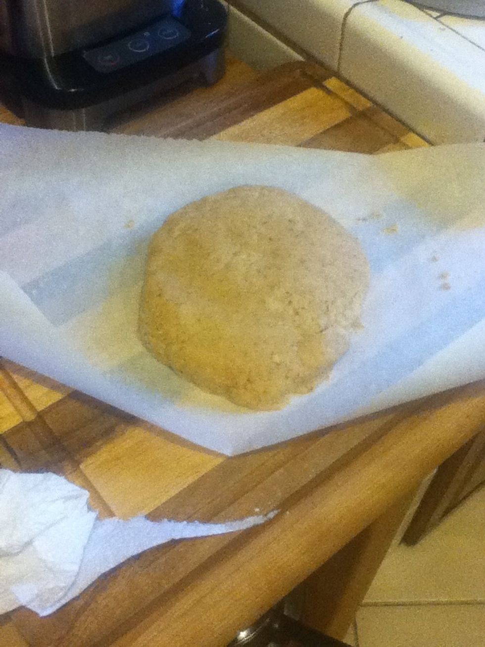 Put it in a parchment paper and shape it into a ball and put it in the freezer for about 30 min. While you wait you may want to wash your dishes it will give you something to do \u263a