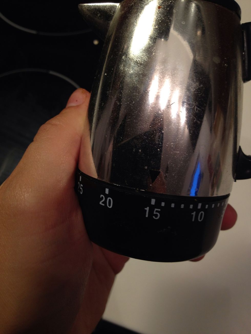 Put it in for 15 minutes, but stir the mix atleast two times to prevent being burned.