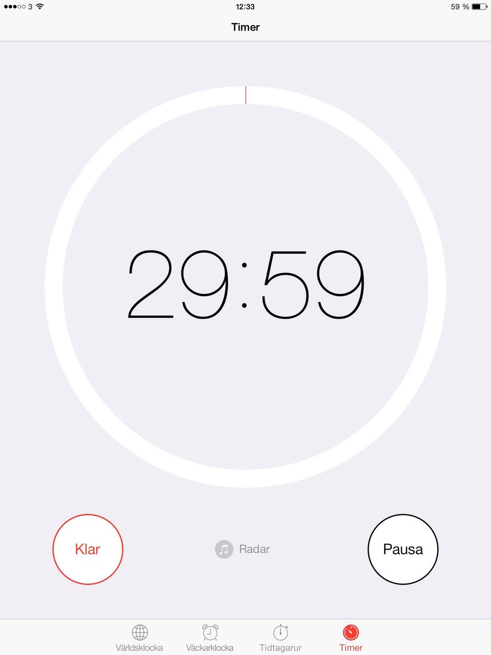 Put it in oven (175 degrees Celsius), which you should have turned on before, for 30 minutes.