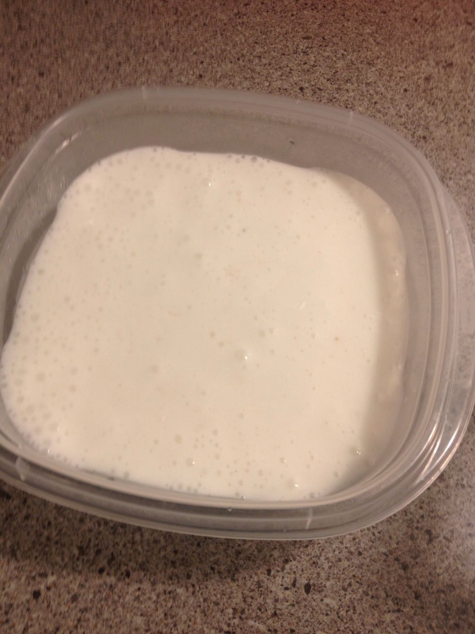 Put it in the fridge until we finish the chicken