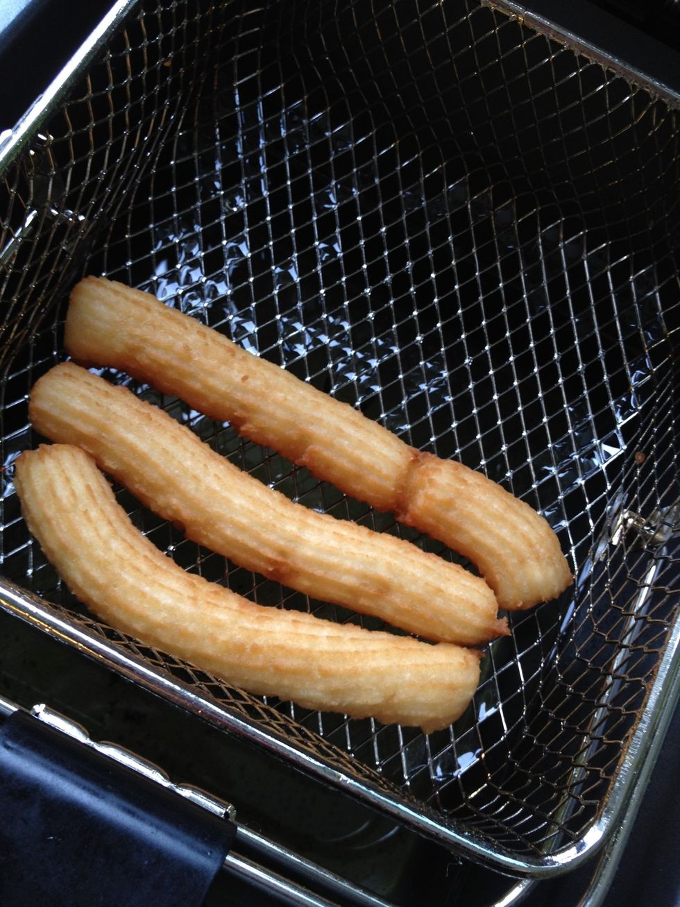 Put it in the fryer and fry it to a golden brown color. Mine took about 4-6 minutes but your fryer could be different.