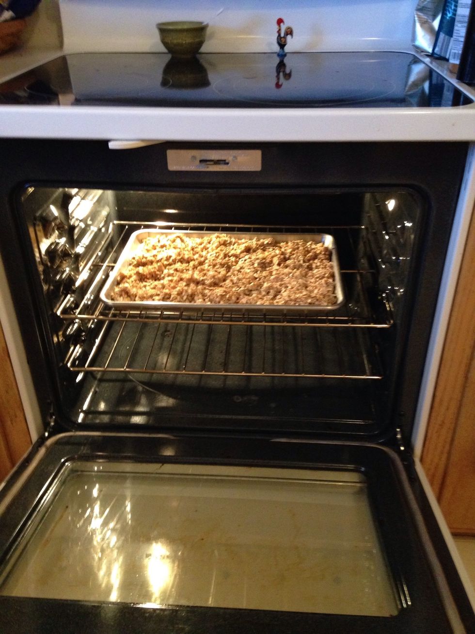 Put it in the oven and bake it at 300 degrees for 10 minutes.