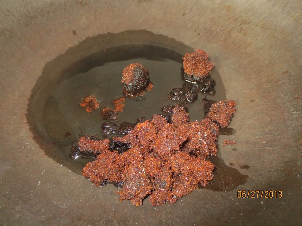 Put it in the wok, and turn heat down to low...don't burn the sugar!