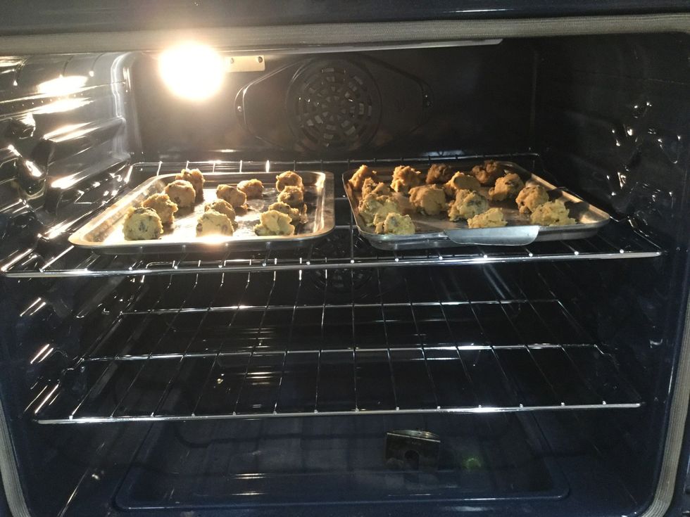 Put it into the oven and start baking it on 375 degrees