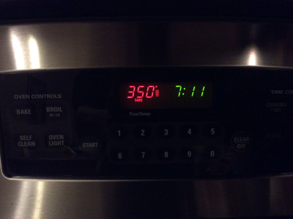 Put it into the oven once it is at the right temperature.