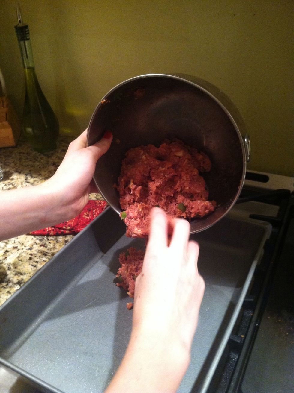 Put it on a nonstick or sprayed pan