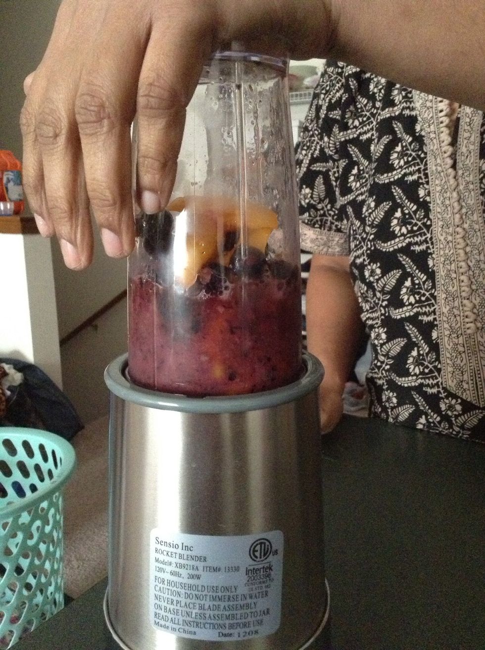 Put it on the base of your blender. I am using a magic bullet also called as a rocket blender.