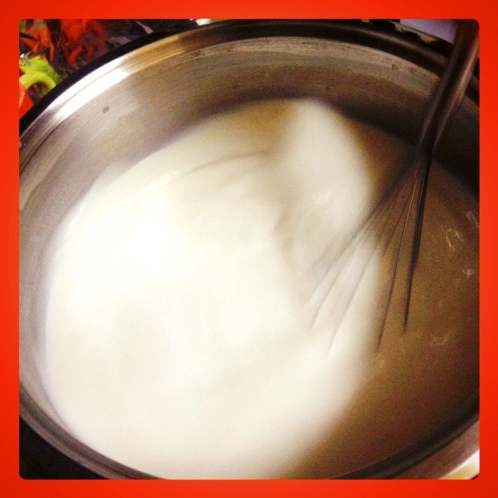 Put it on the oven and then cook it to medium heat, continue stirring until the rice is not affixed and the milk is at the bottom (Cook for half an hour).