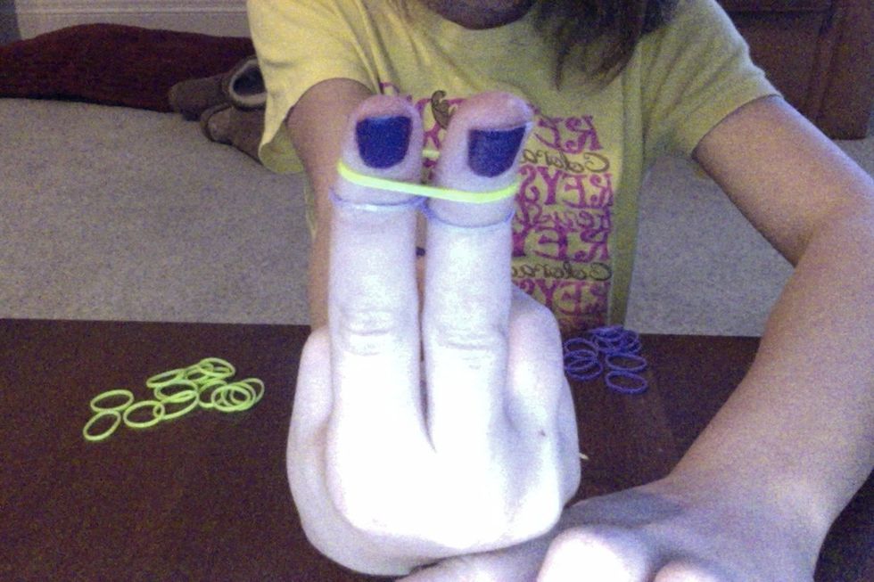 put it on top of you're purple rubber band