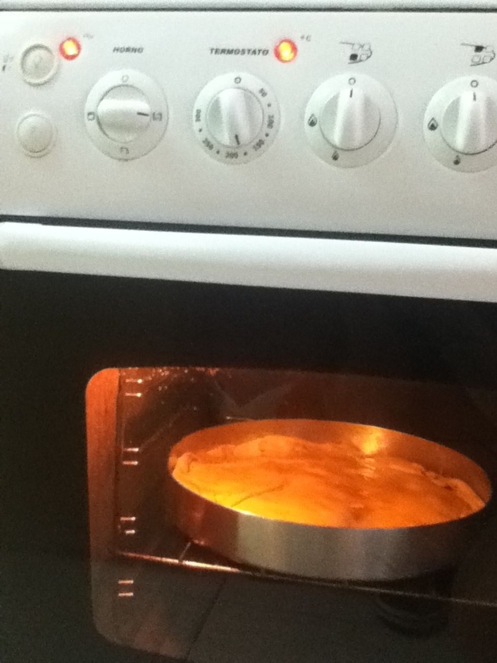 Put it to the oven for 30 minutes at a temperature of 190 celcius