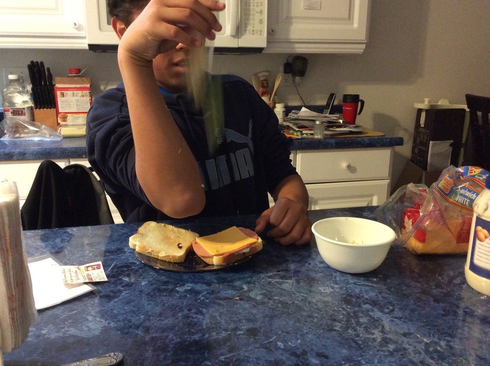 Put lettuce right on top of the cheese.