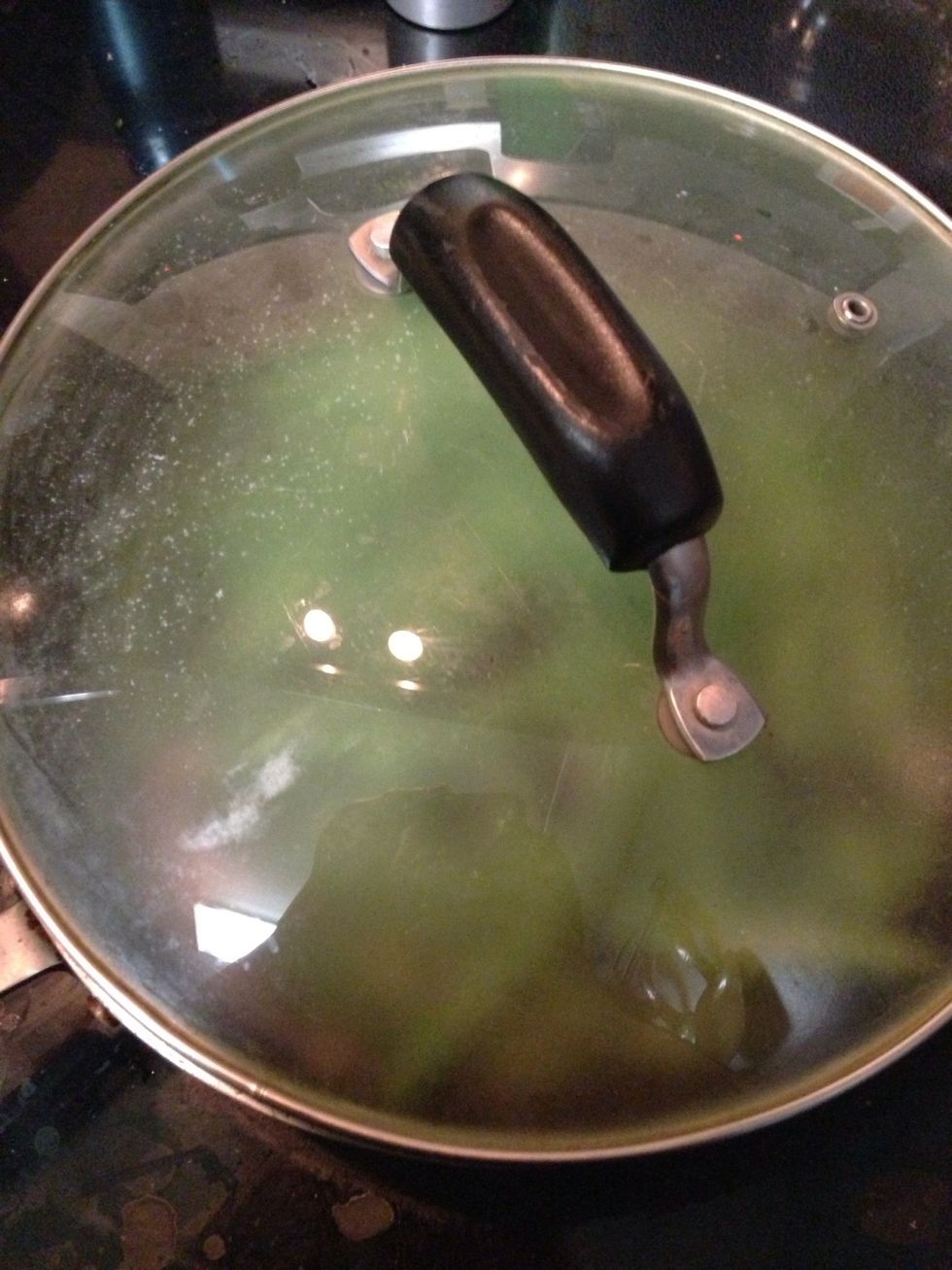 Put lid on and steam on simmer until tender