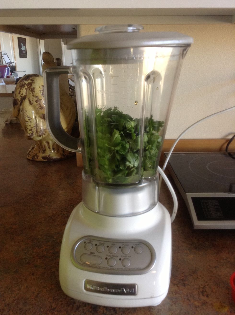 Put lid on blender.