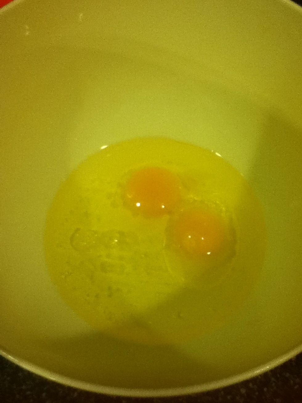Put liquids and eggs into a bowl and mix well so the eggs are broken down