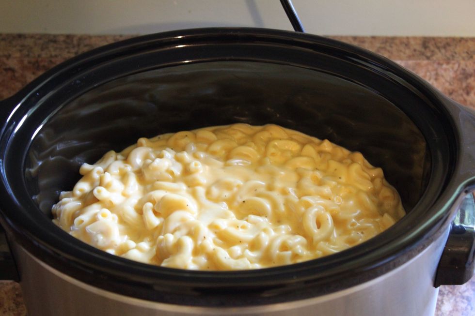 Put mac and cheese back in pot.