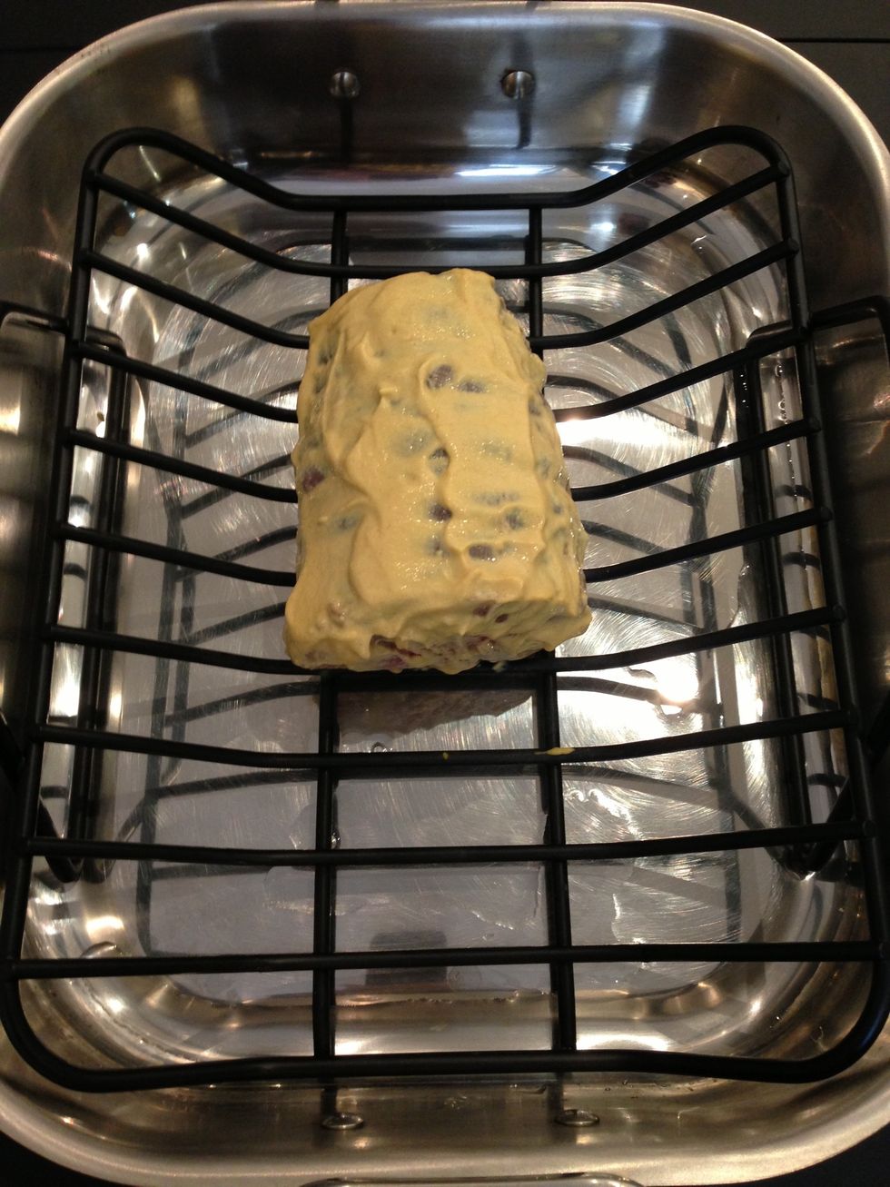 Put meat on a roasting tray.add 1/2 cup of water (this will not touch the meat). And put in a Cold oven. Convection bake. 140 C. 1 hr. put off the oven and leave the meat in the oven 20 more mins.