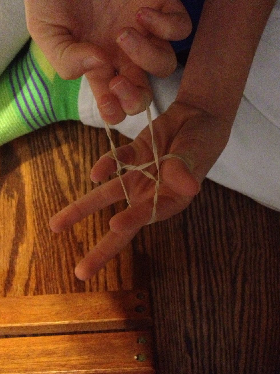 Put middle and fourth finger in the center hole and pull back