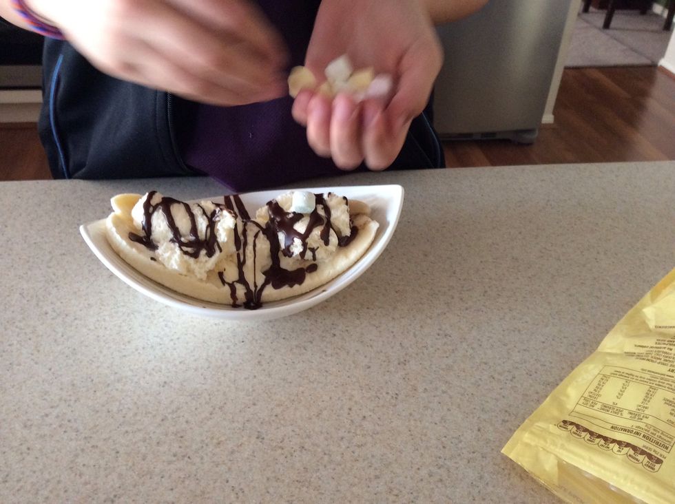 Put Mini Marshmallows over the top of your Banana Split. \ud83d\ude03