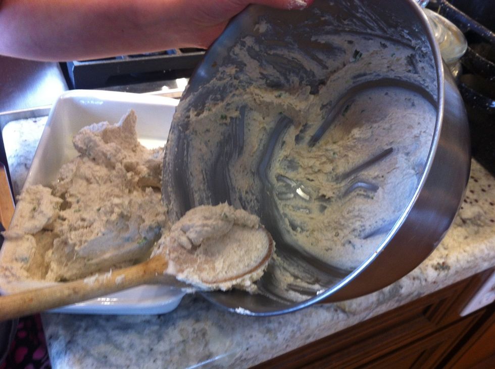 Put mixture into a greased baking dish.