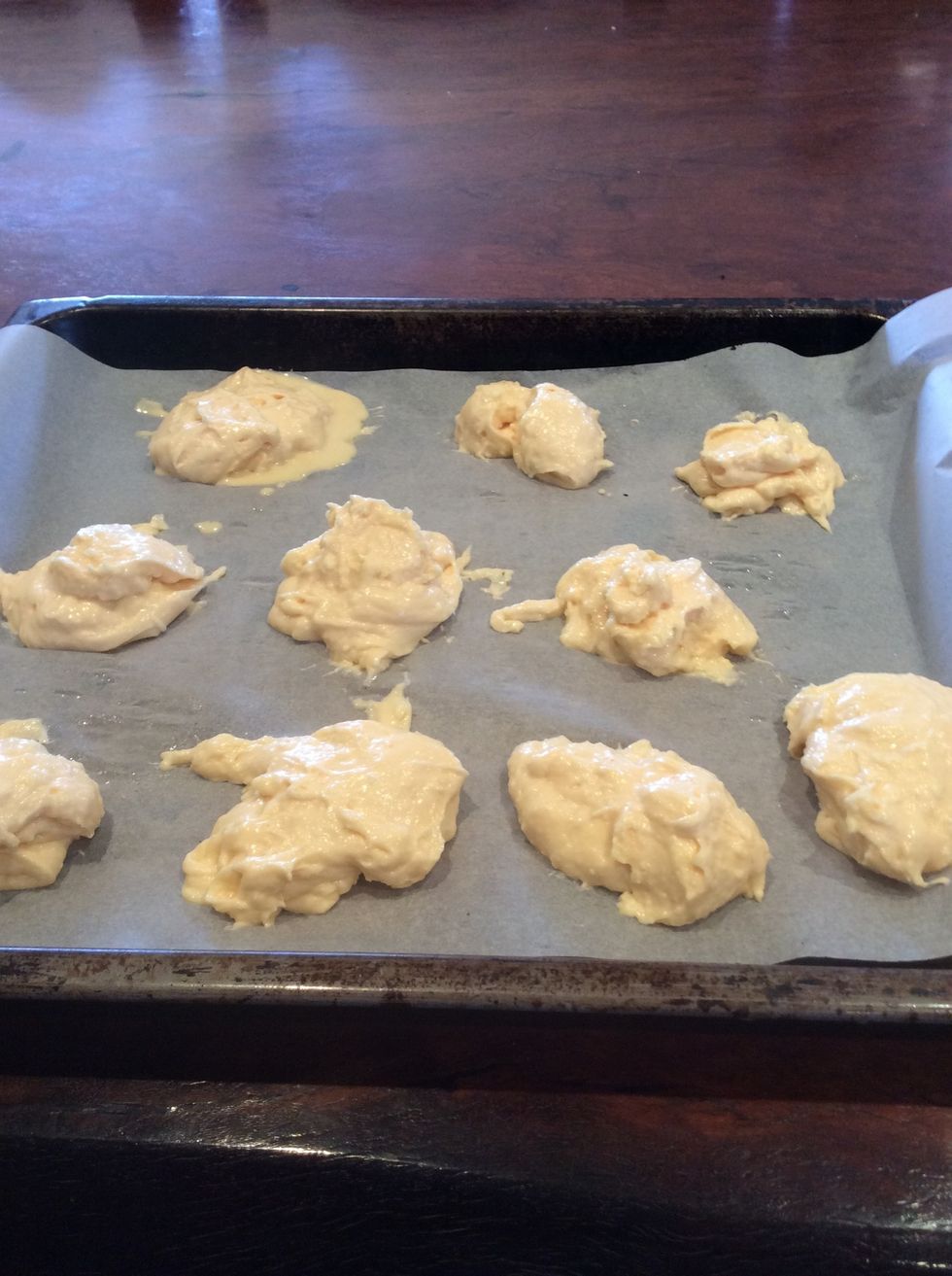 Put mixture onto tray and put into oven for 20 - 25 minutes.