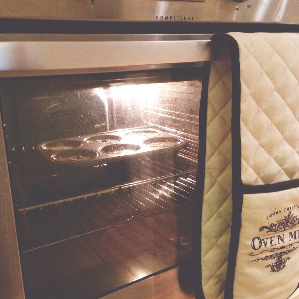 Put muffin tray in the oven for 12-15 mins or until golden.