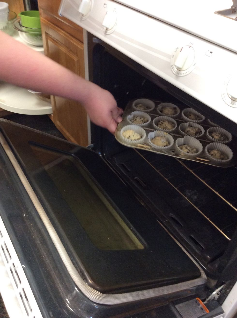 Put muffins in oven and bake for 20 to 25 minutes or until toothpick in center comes out clean.