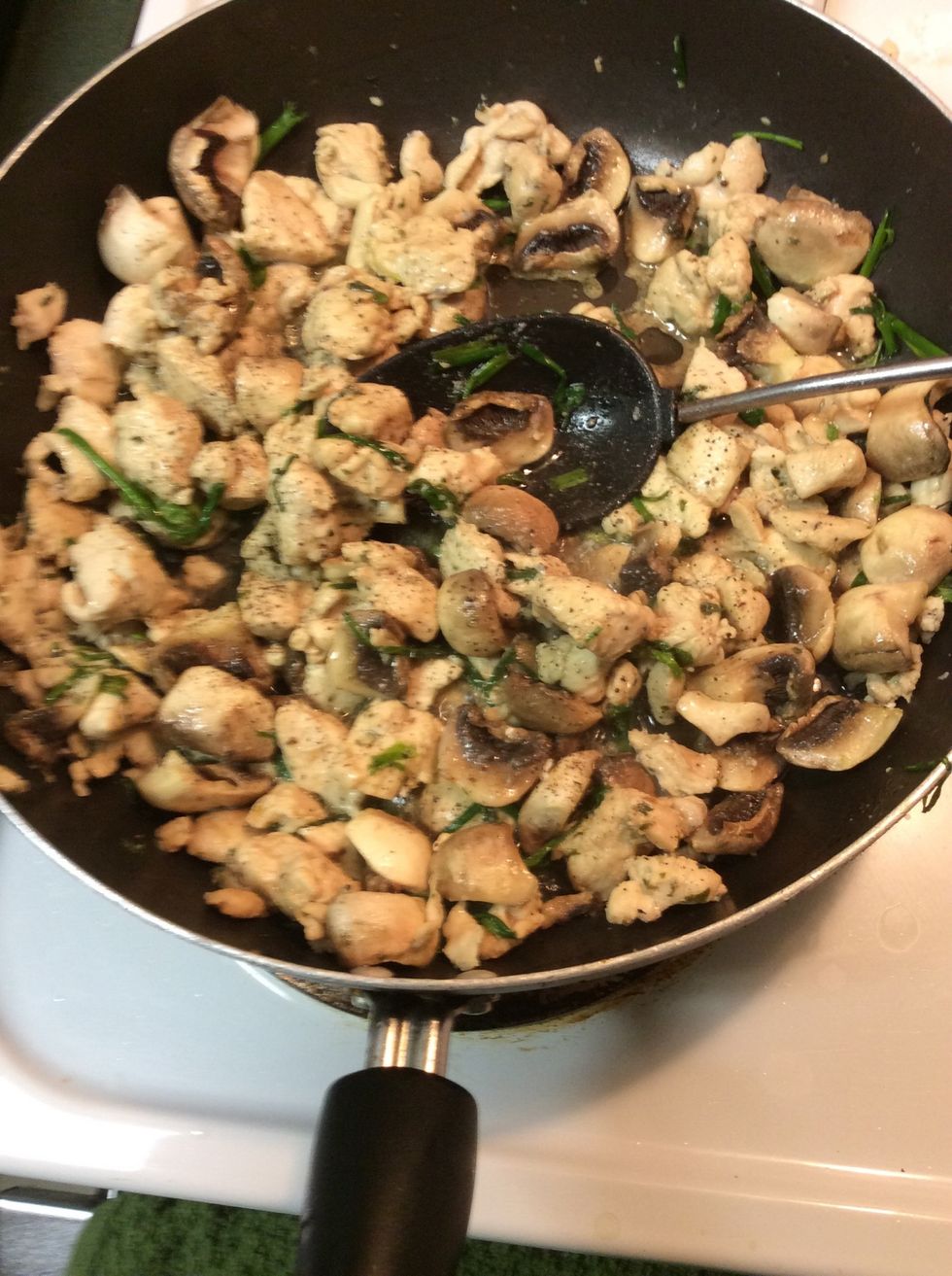 Put Mushrooms And Chives In The Pan