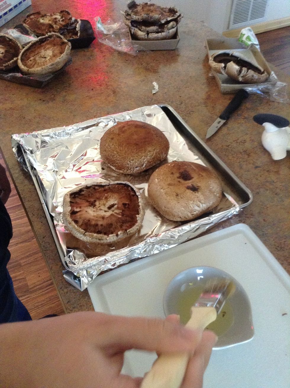 Put mushrooms on baking sheet.