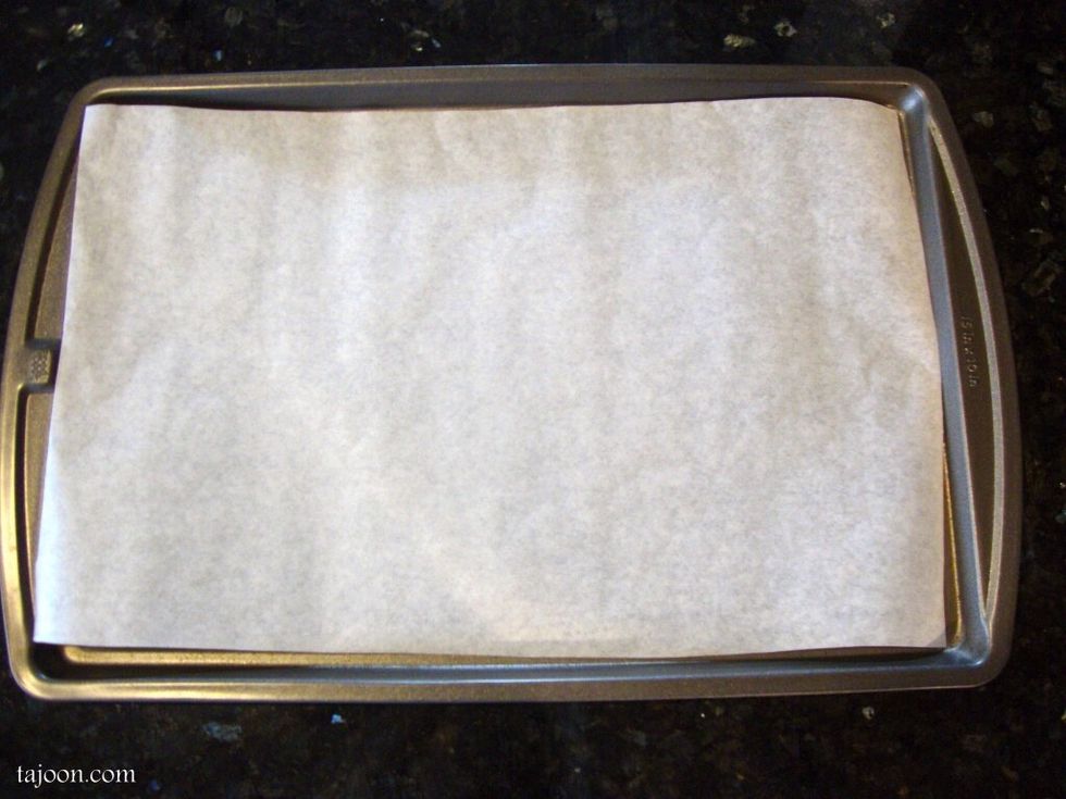Put non-stick paper on pan