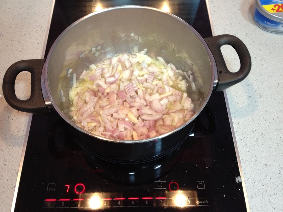 Put oil and when is hot, put inside the onion and the garlics