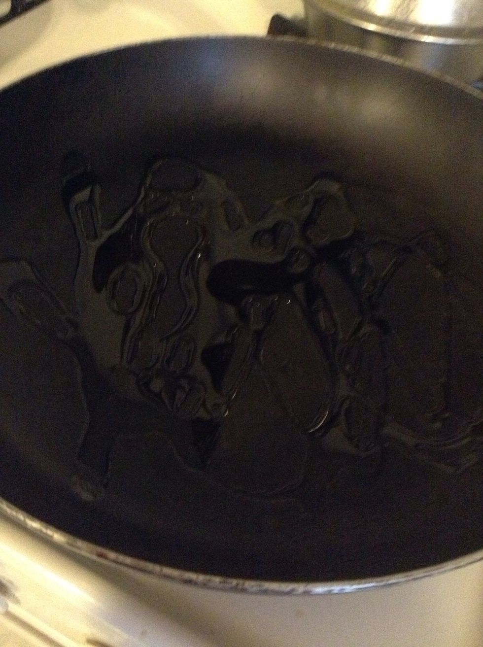 Put olive oil in a frying pan and turn on the heat to medium high.