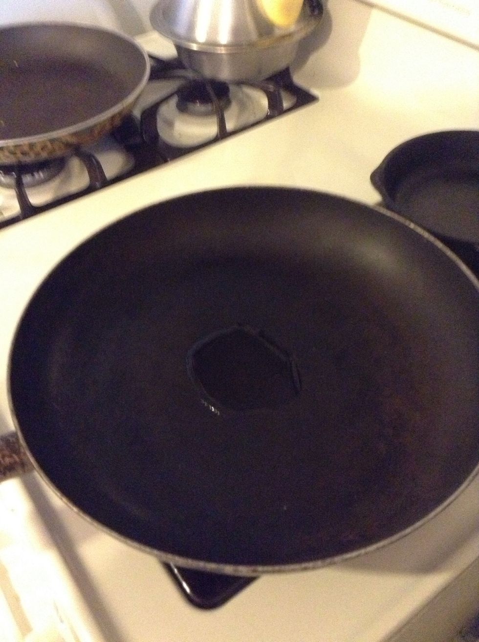 Put olive oil in your skillet. Put the heat on medium-high.