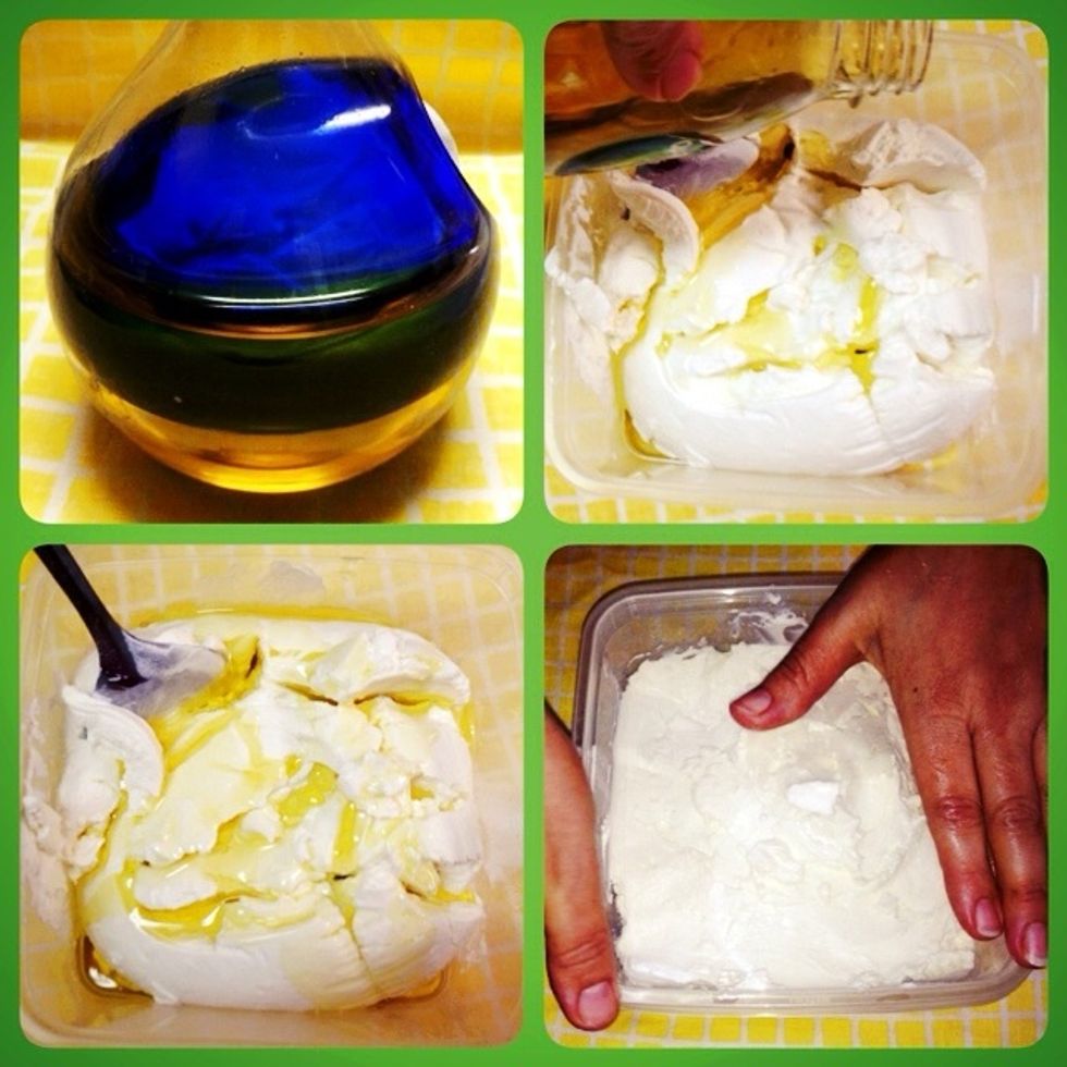 Put olive oil on labneh to keep it longer in the fridge. ( olive oil keeps it from being ruined ).